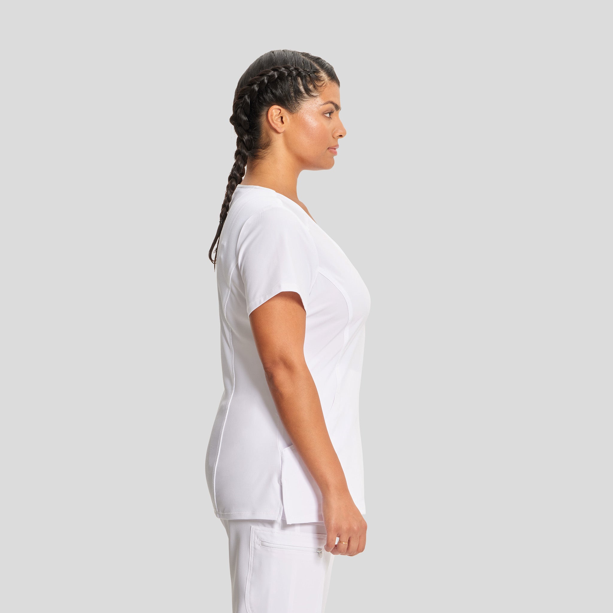 Infinity Mock Wrap Solid Scrub Top | White